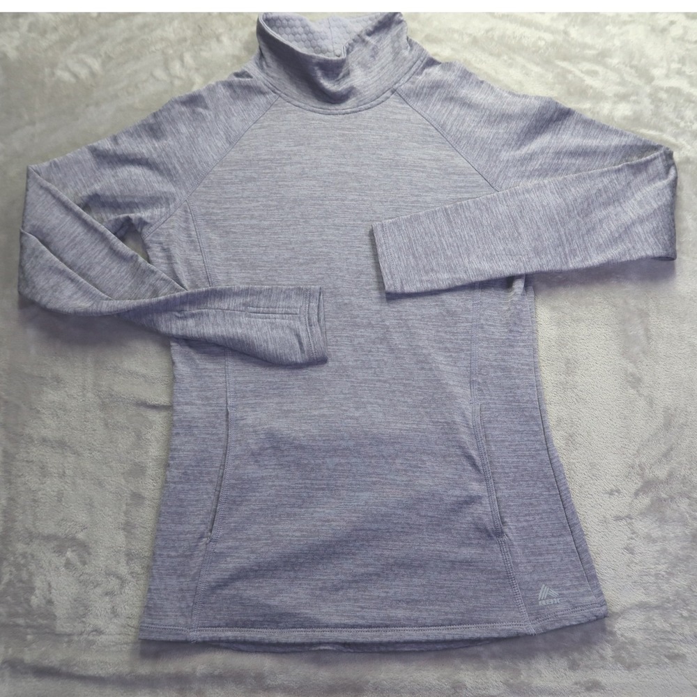 RBX Women's Purple‎ Space Dye Mock Neck Honeycomb Fleece Pullover M